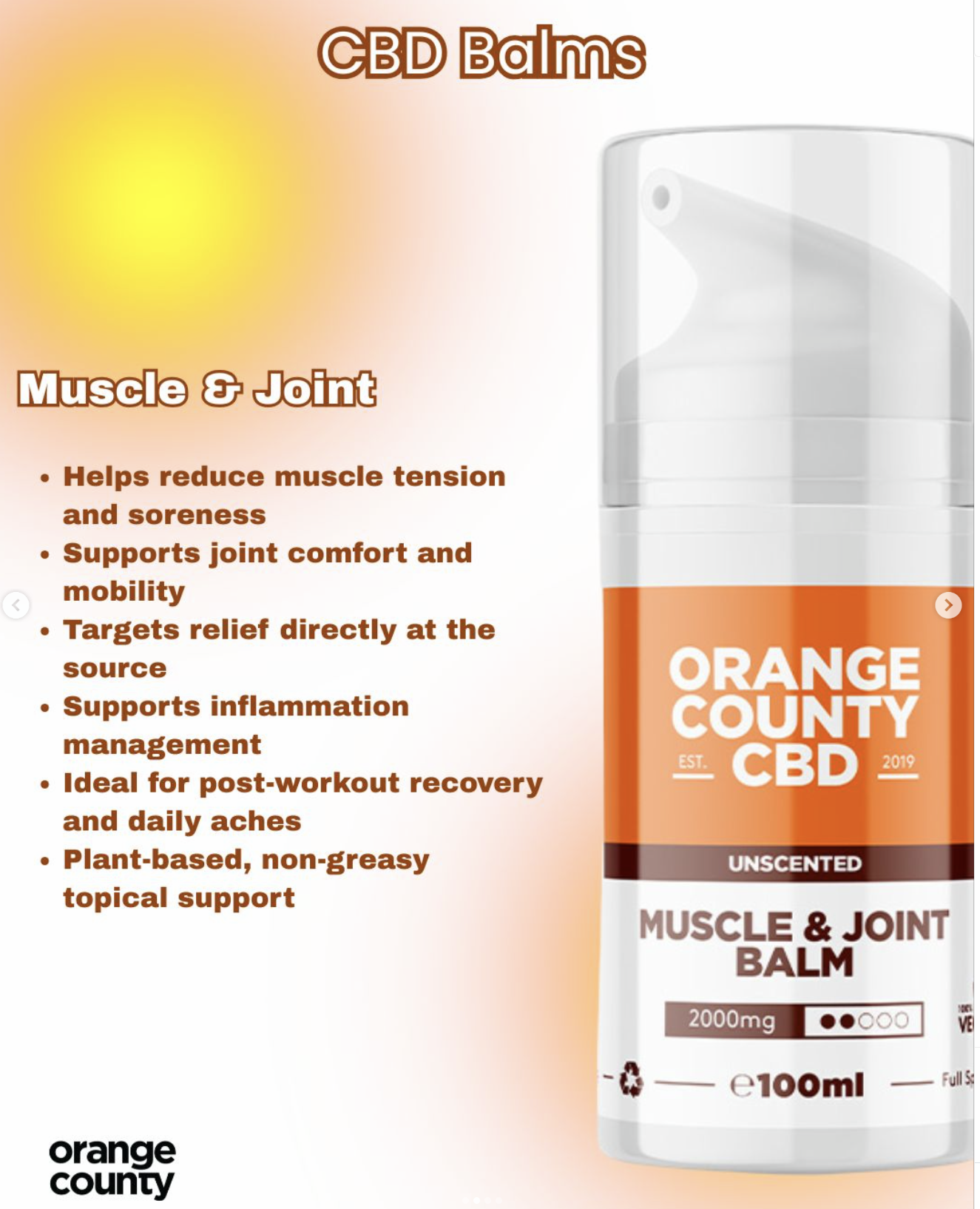 Orange County CBD Muscle and Joint Pain Creams